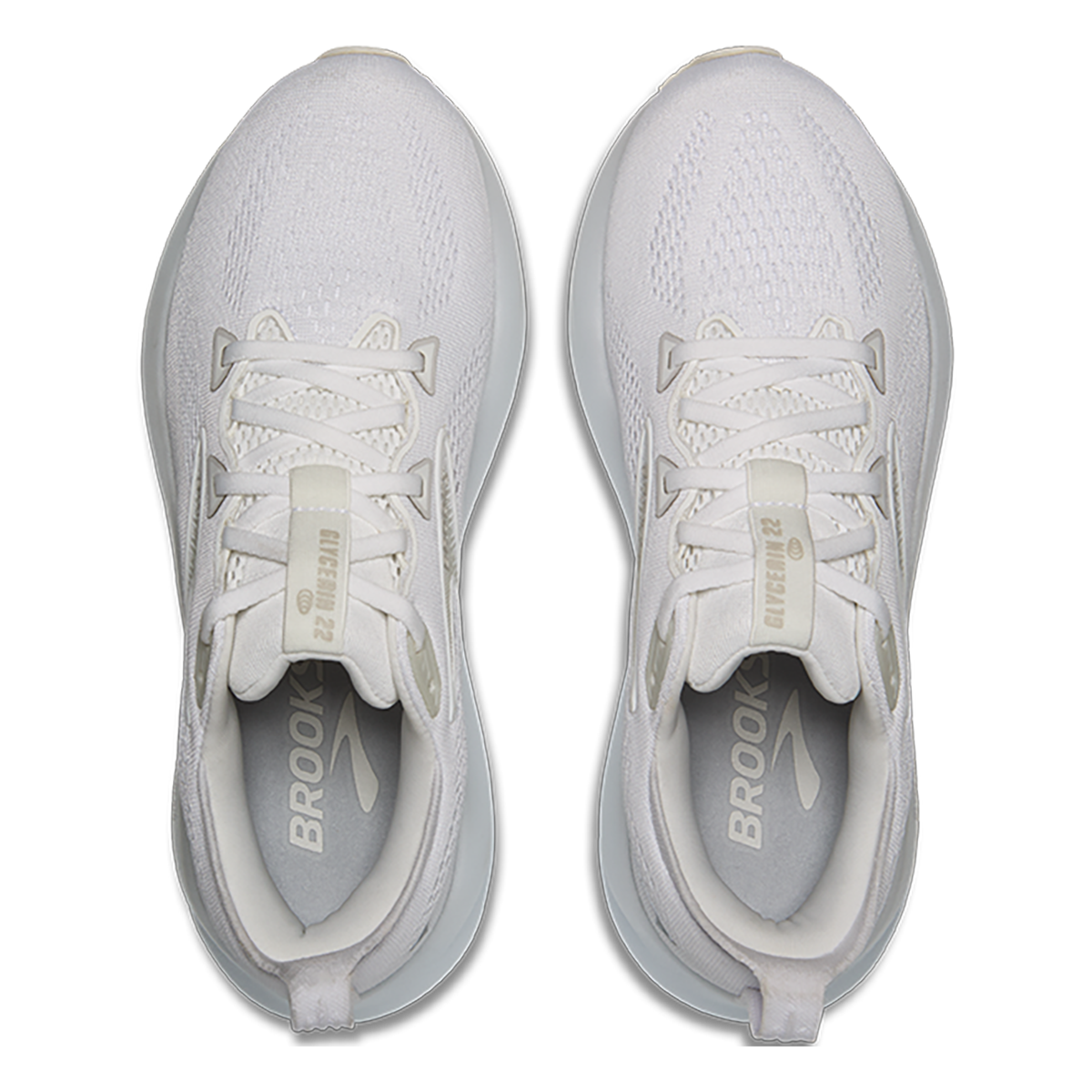 Brooks Glycerin 22 White - White - Grey — White - White - Grey — Size B — Width 5 — Back View