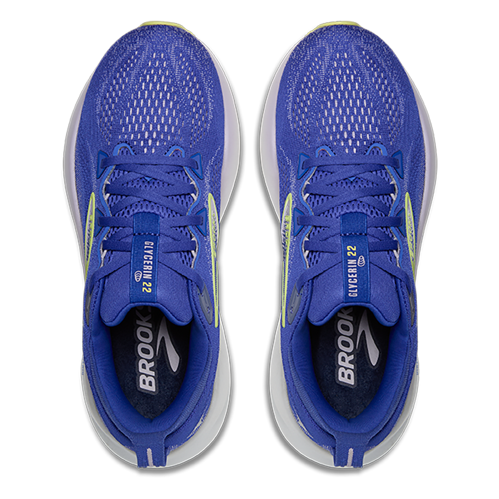 Brooks Glycerin 22 Amparo Blue - Hyper Iris - Yellow — Amparo Blue - Hyper Iris - Yellow — Size B — Width 5 — Back View