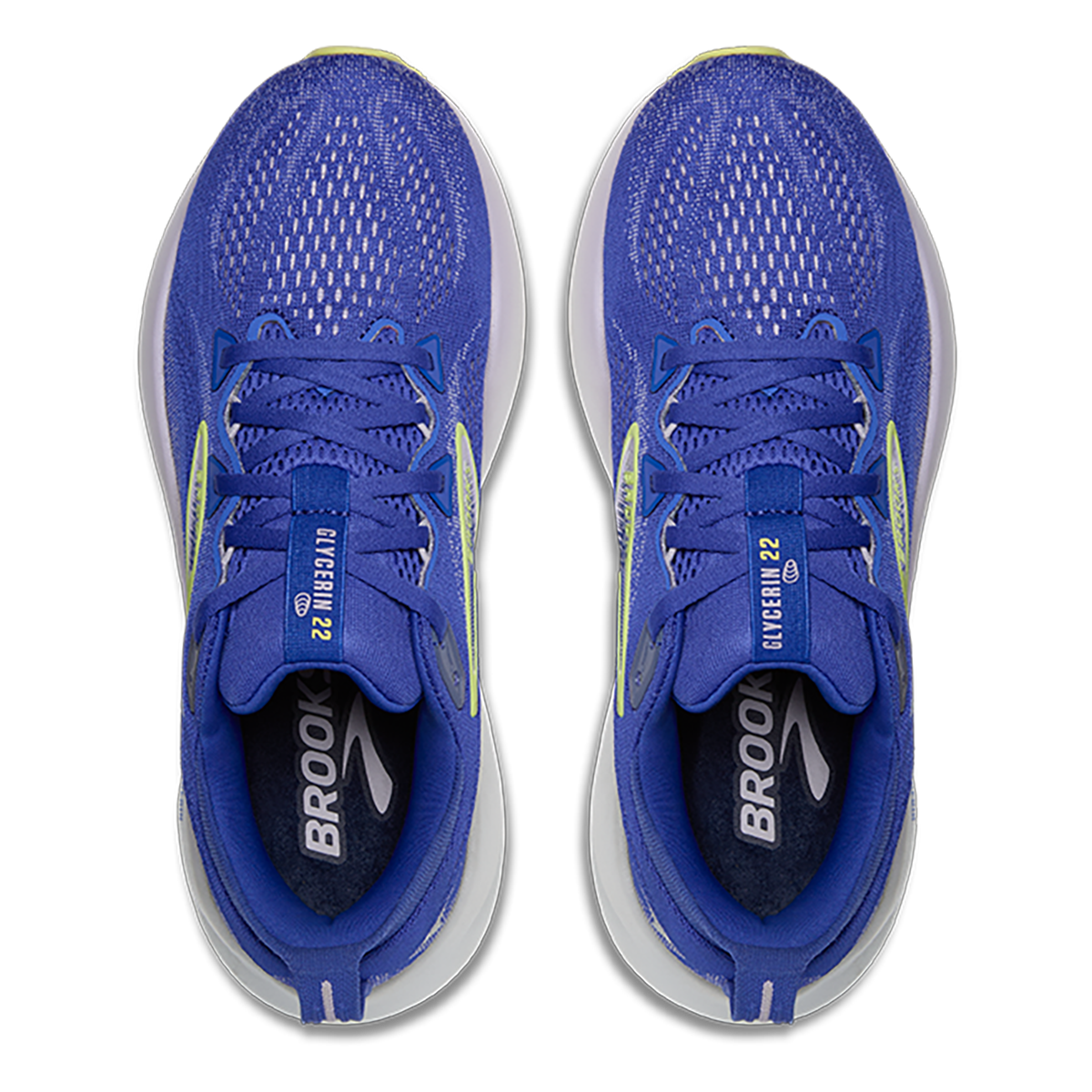 Brooks Glycerin 22 Amparo Blue - Hyper Iris - Yellow — Amparo Blue - Hyper Iris - Yellow — Size B — Width 5 — Back View