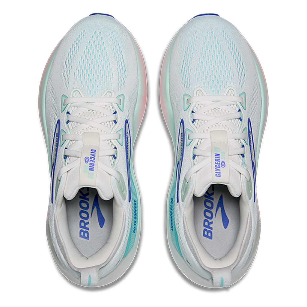 Brooks Glycerin GTS 22 — Amparo Blue - Hyper Iris - Yellow — Size B — Width 6 — Back View