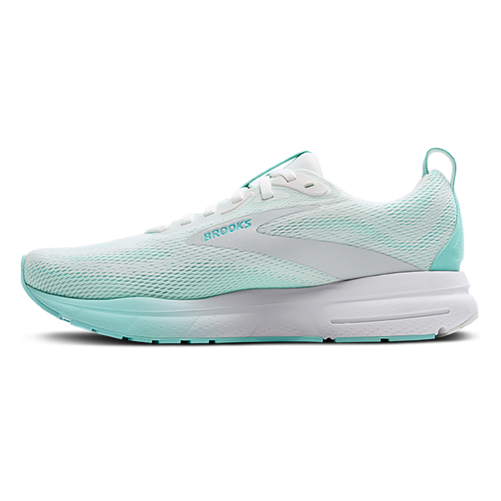 Brooks Trace 4 — Bright White - Limpet - Black — Size B — Width 7 — Side View