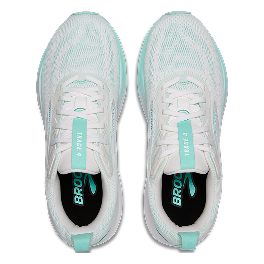 Brooks Trace 4 — Bright White - Limpet - Black — Size B — Width 7 — Back View