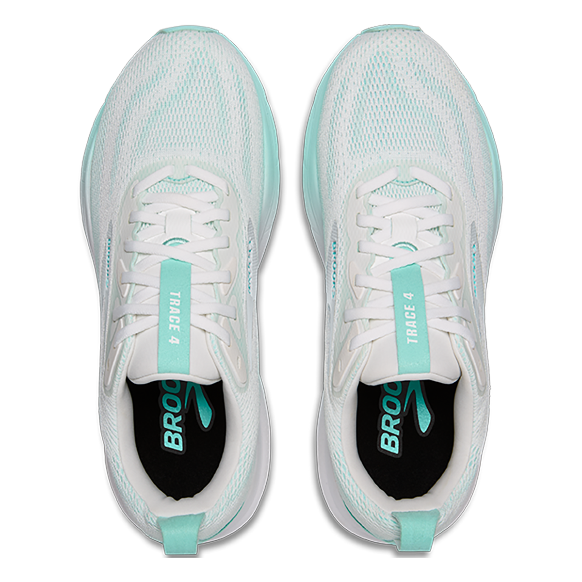 Brooks Trace 4 — Bright White - Limpet - Black — Size B — Width 7 — Back View
