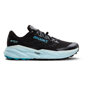 Brooks Cascadia 19 GTX — Black - Ebony - Blue Flower — Size B — Width 7 — Front View