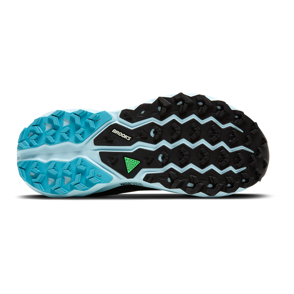 Brooks Cascadia 19 GTX — Black - Ebony - Blue Flower — Size B — Width 7 — Top View