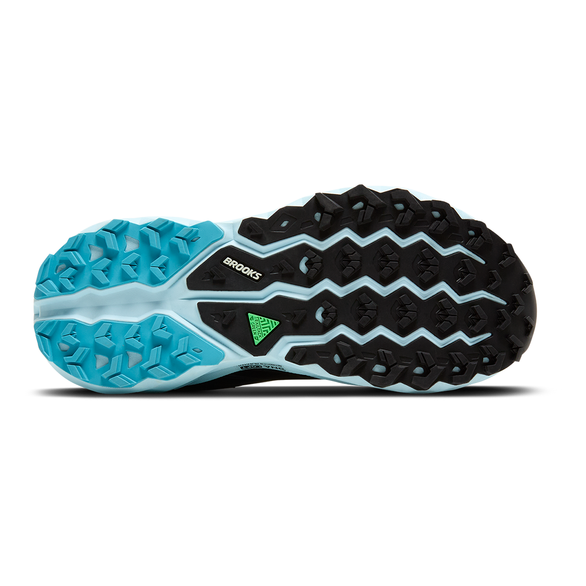 Brooks Cascadia 19 GTX — Black - Ebony - Blue Flower — Size B — Width 7 — Top View