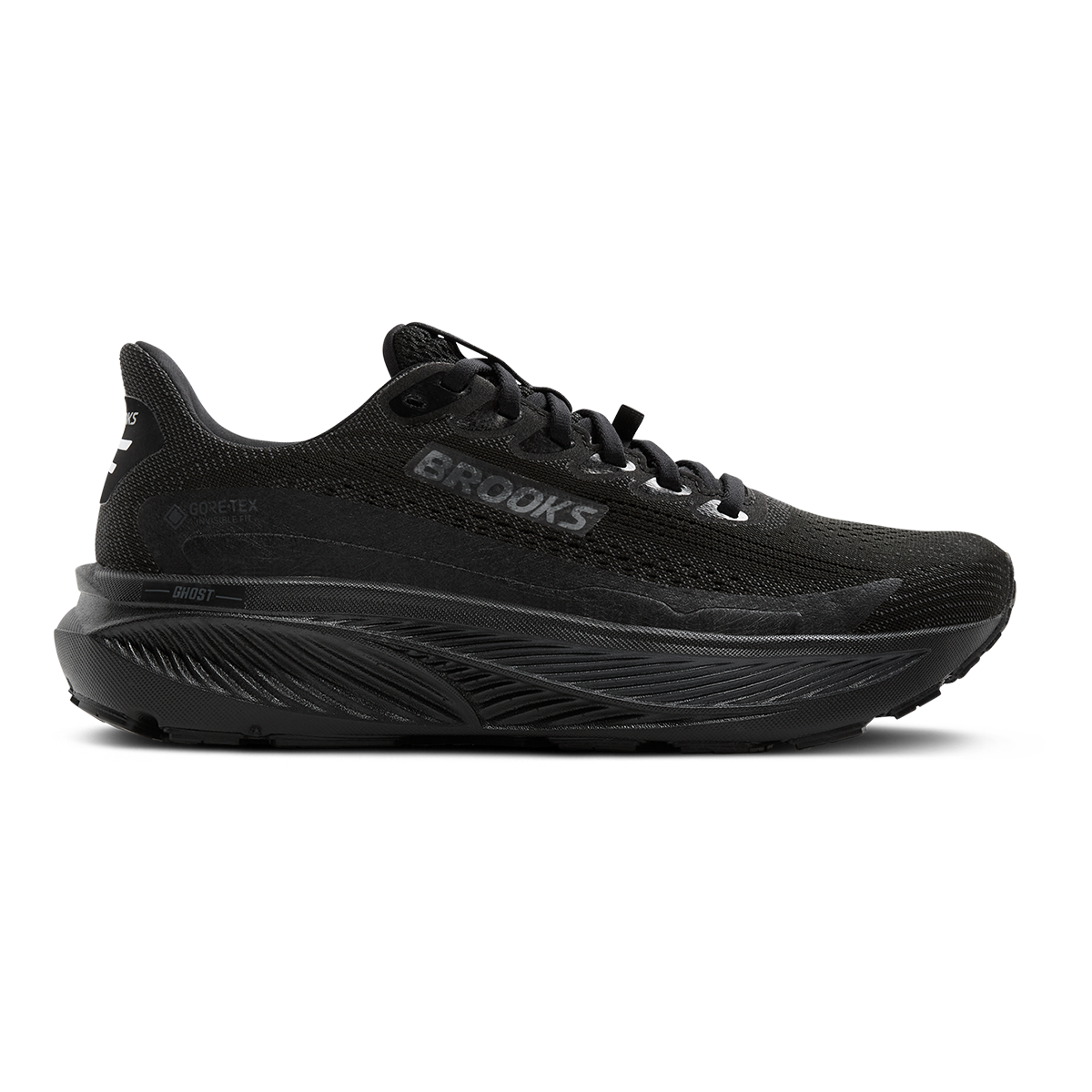 Brooks Ghost 17 GTX — Black - Black - Ebony — Size B — Width 7 — Detail View