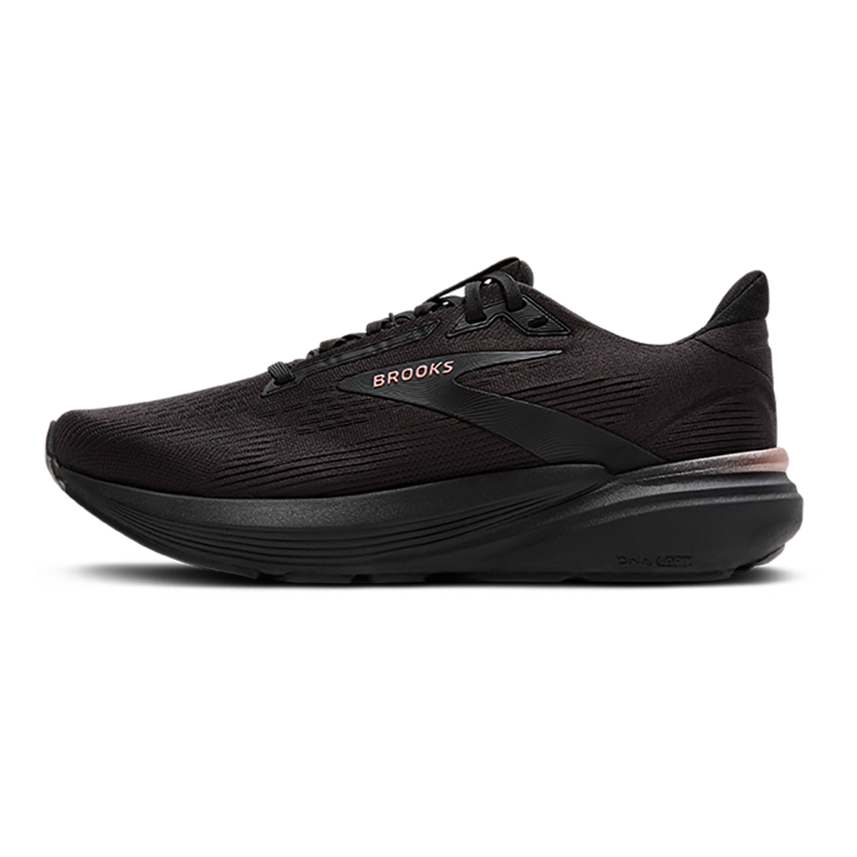 Brooks Revel 8 — Black - Black - Rose Gold — Size B — Width 7.5 — Side View