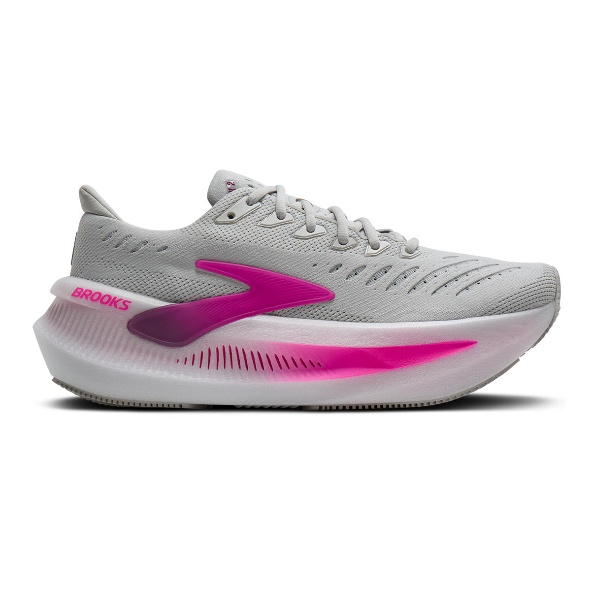 Brooks Glycerin Max 2 — Blazing Bell - Pink - White — Size B — Width 5 — Detail View