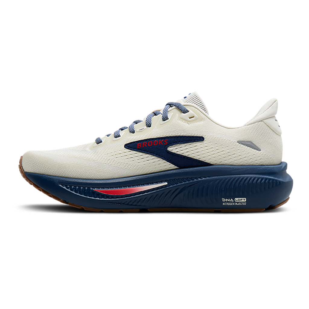 Brooks Ghost 18 USA — Coconut - Red - Blue — Size B — Width 7 — Side View