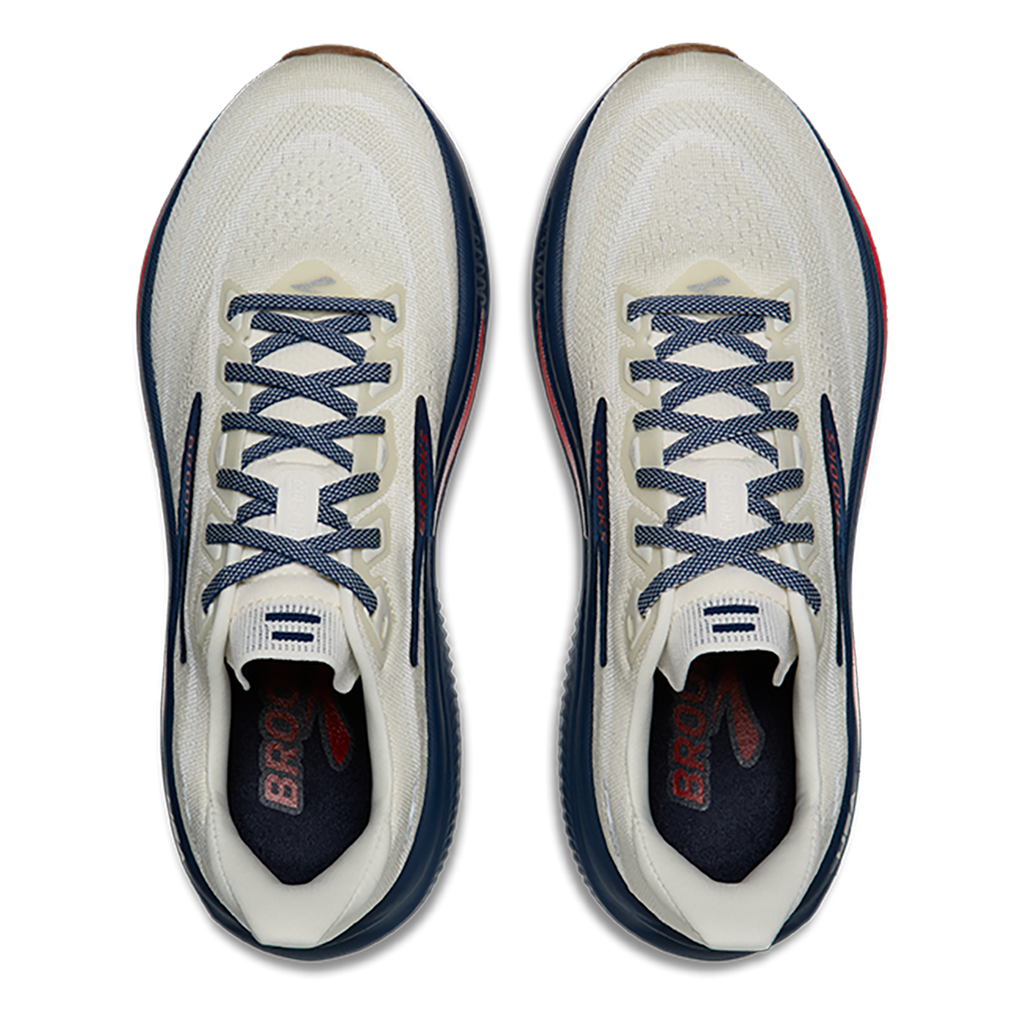 Brooks Ghost 18 USA — Coconut - Red - Blue — Size B — Width 7 — Back View