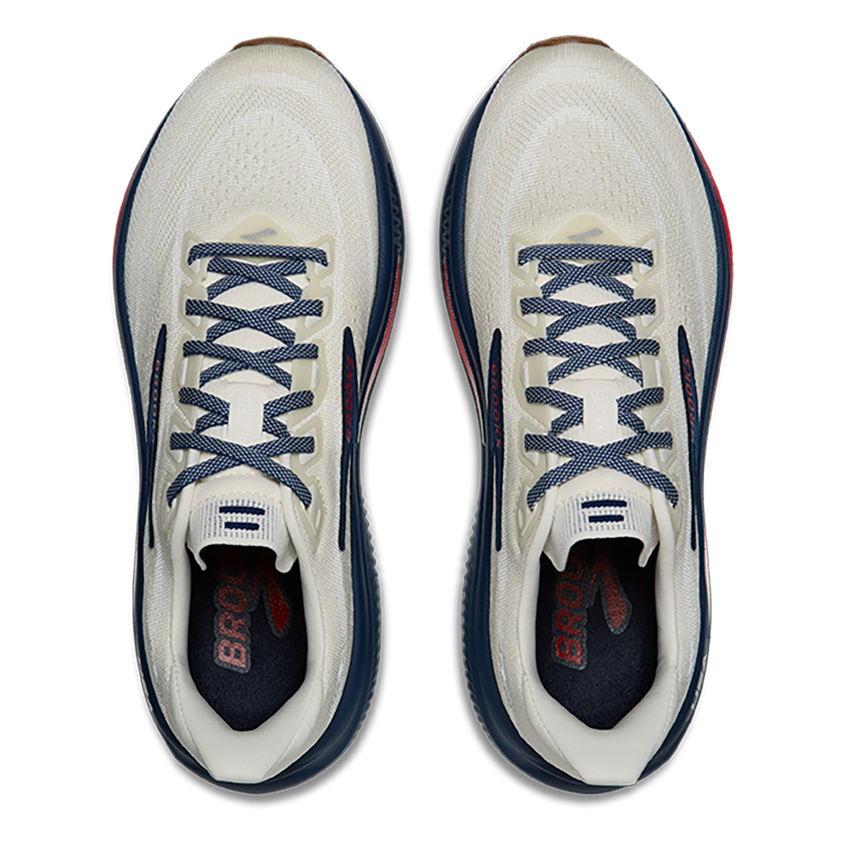 Brooks Ghost 18 USA — Coconut - Red - Blue — Size B — Width 7 — Back View