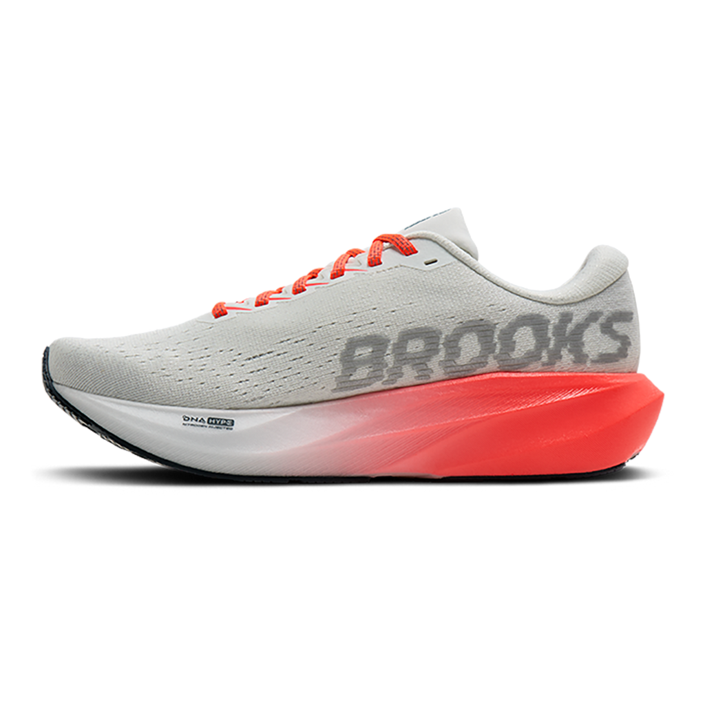 Brooks Ghost Amp Nightlife Collection — Shower - Coral - Strawberry — Size B — Width 5.5 — Side View