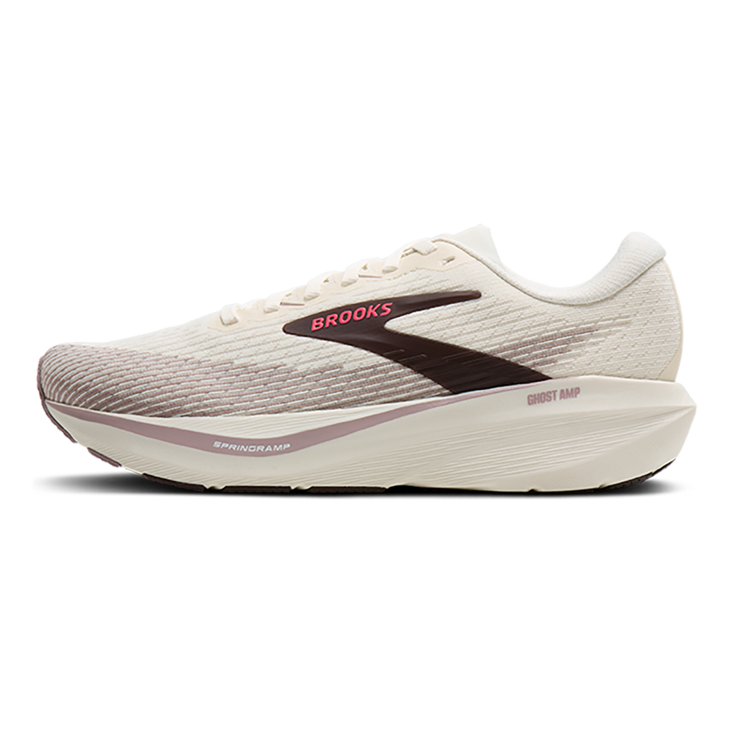 Brooks Ghost Amp — Arctic Wolf - Dove - Pink — Size B — Width 5.5 — Side View