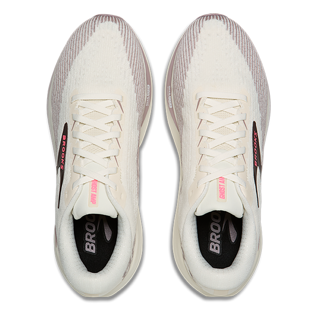 Brooks Ghost Amp — Arctic Wolf - Dove - Pink — Size B — Width 5.5 — Back View