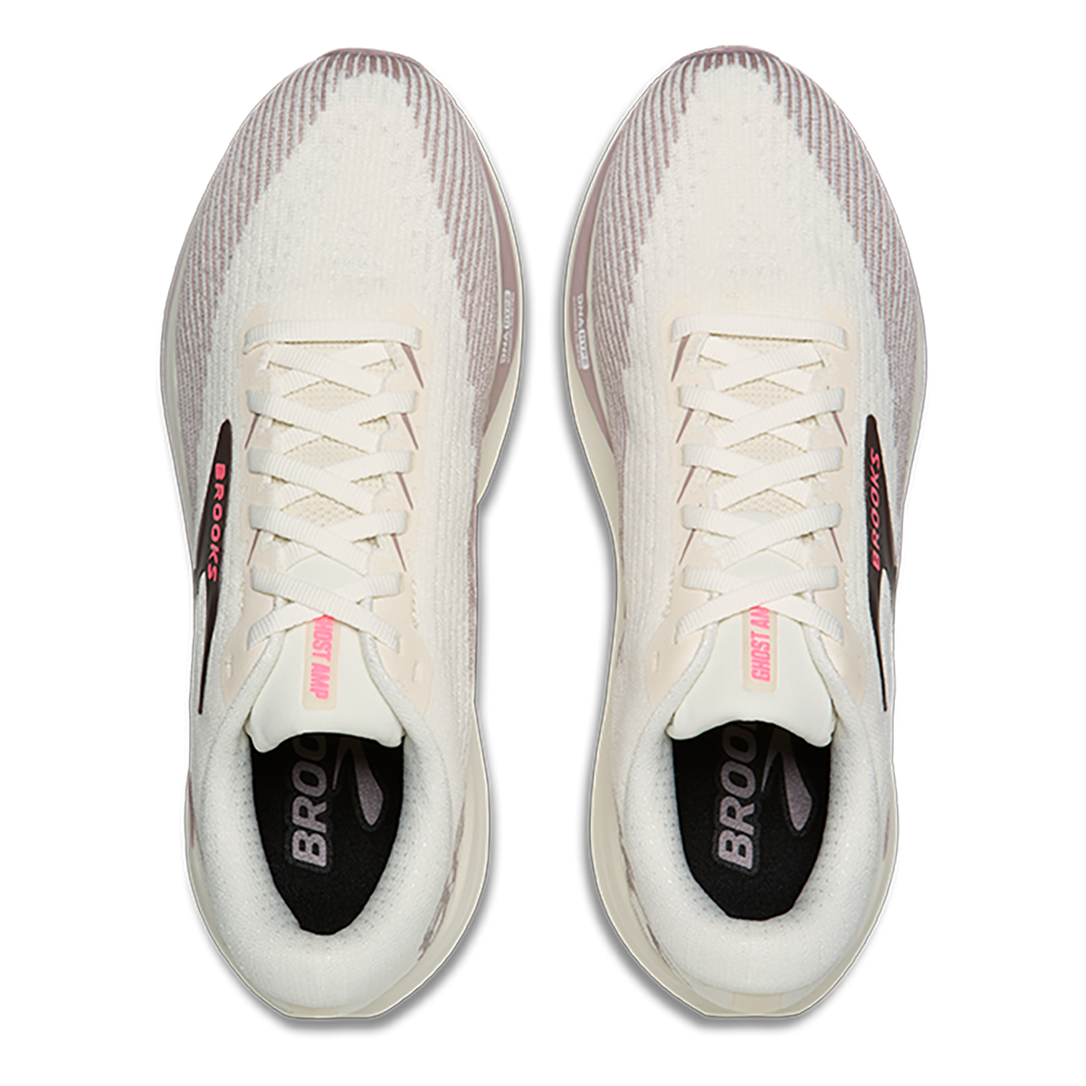 Brooks Ghost Amp — Arctic Wolf - Dove - Pink — Size B — Width 5.5 — Back View