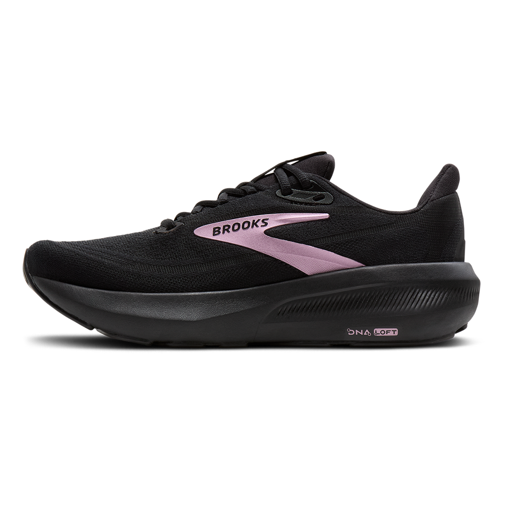 Brooks Revel 9 — Black - Black - Rose Gold — Size B — Width 5.5 — Side View