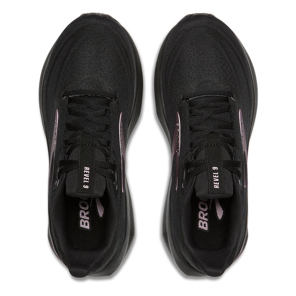 Brooks Revel 9 — Black - Black - Rose Gold — Size B — Width 5.5 — Back View