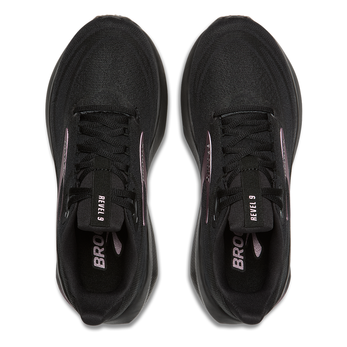 Brooks Revel 9 — Black - Black - Rose Gold — Size B — Width 5.5 — Back View