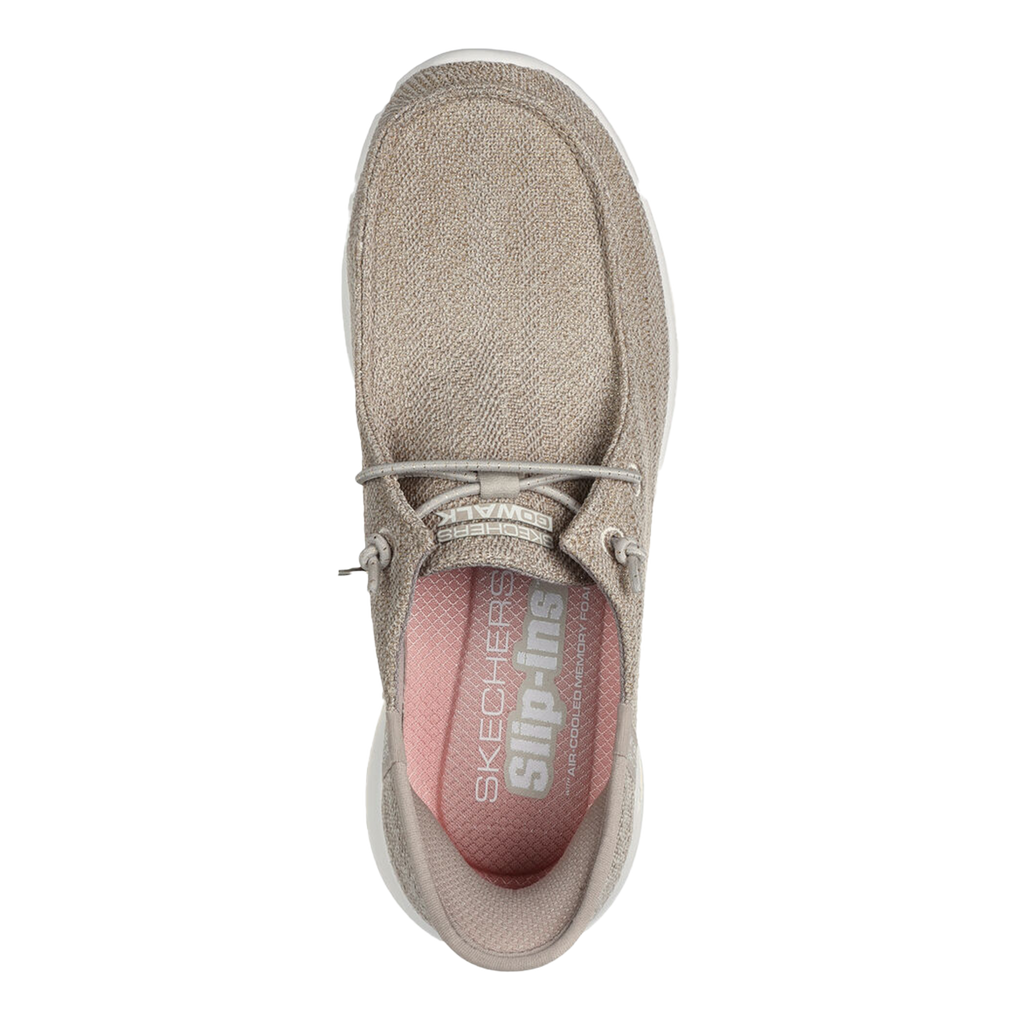 Skechers Go Walk Joy - Fantasia — Natural Textile - Trim — Size B — Width 5 — Back View