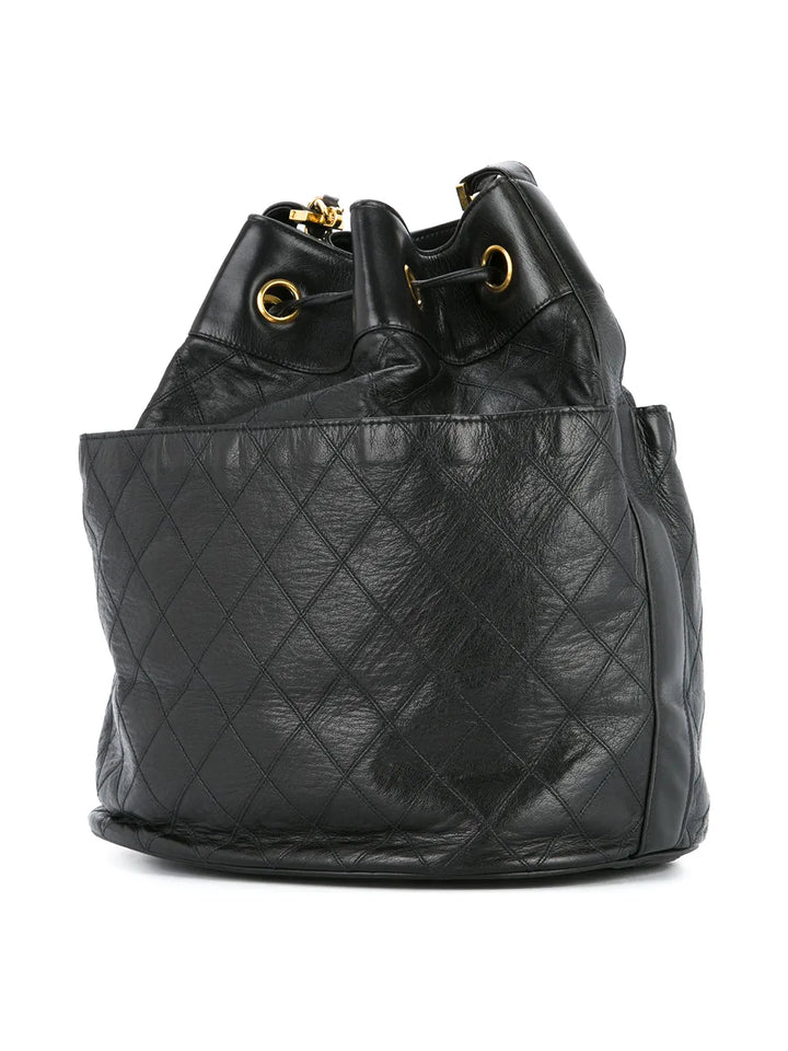 Chanel Pre Owned Drawstring Quilted Chain Shoulder Bag — Same as shown — Size One Size — Back View