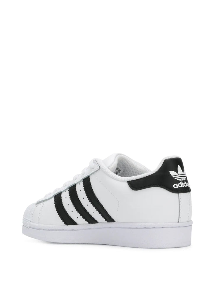 adidas Superstar White/Black/Gold Sneakers — Black/White — Size US M 9.5 - US W 11 — Back View