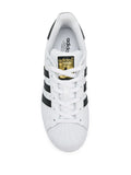 adidas Superstar White/Black/Gold Sneakers — Black/White — Size US M 9.5 - US W 11 — Top View