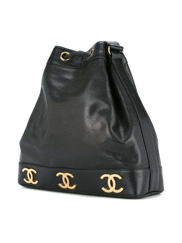 Chanel Pre Owned 1994 1996 Logos Drawstring Shoulder Bag — Same as shown — Size One Size — Back View
