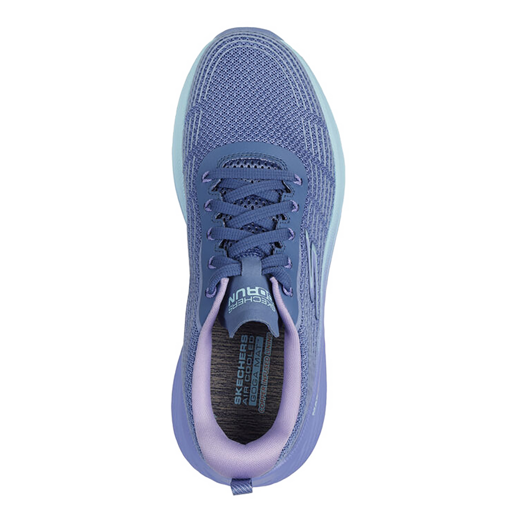 Skechers Max Cushioning Elite 2.0 - Speed Play — Blue - Lavender — Size B — Width 6.5 — Back View