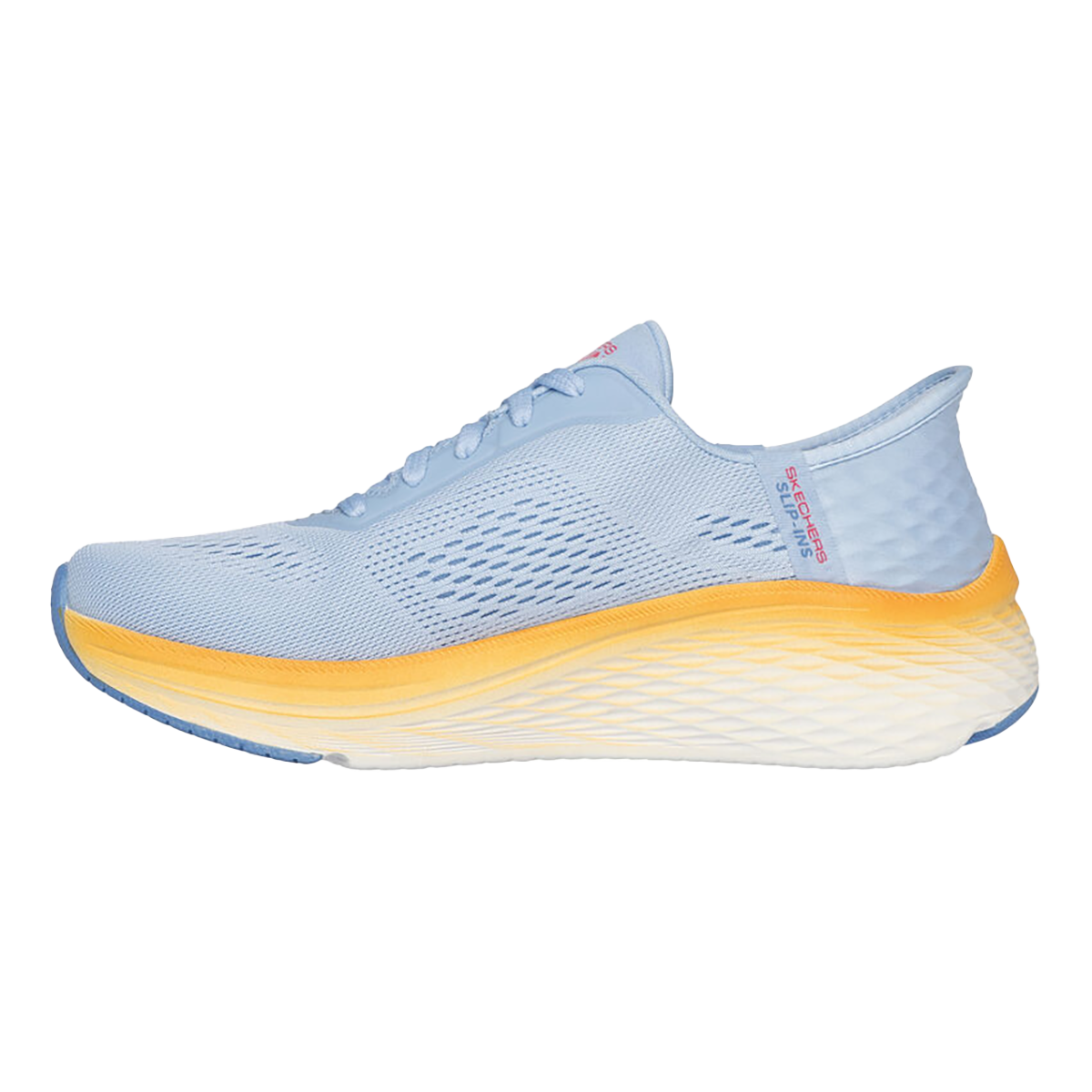 Skechers Max Cushioning Elite 2.0 - Slip-Ins — Blue - Orange — Size B — Width 6.5 — Side View