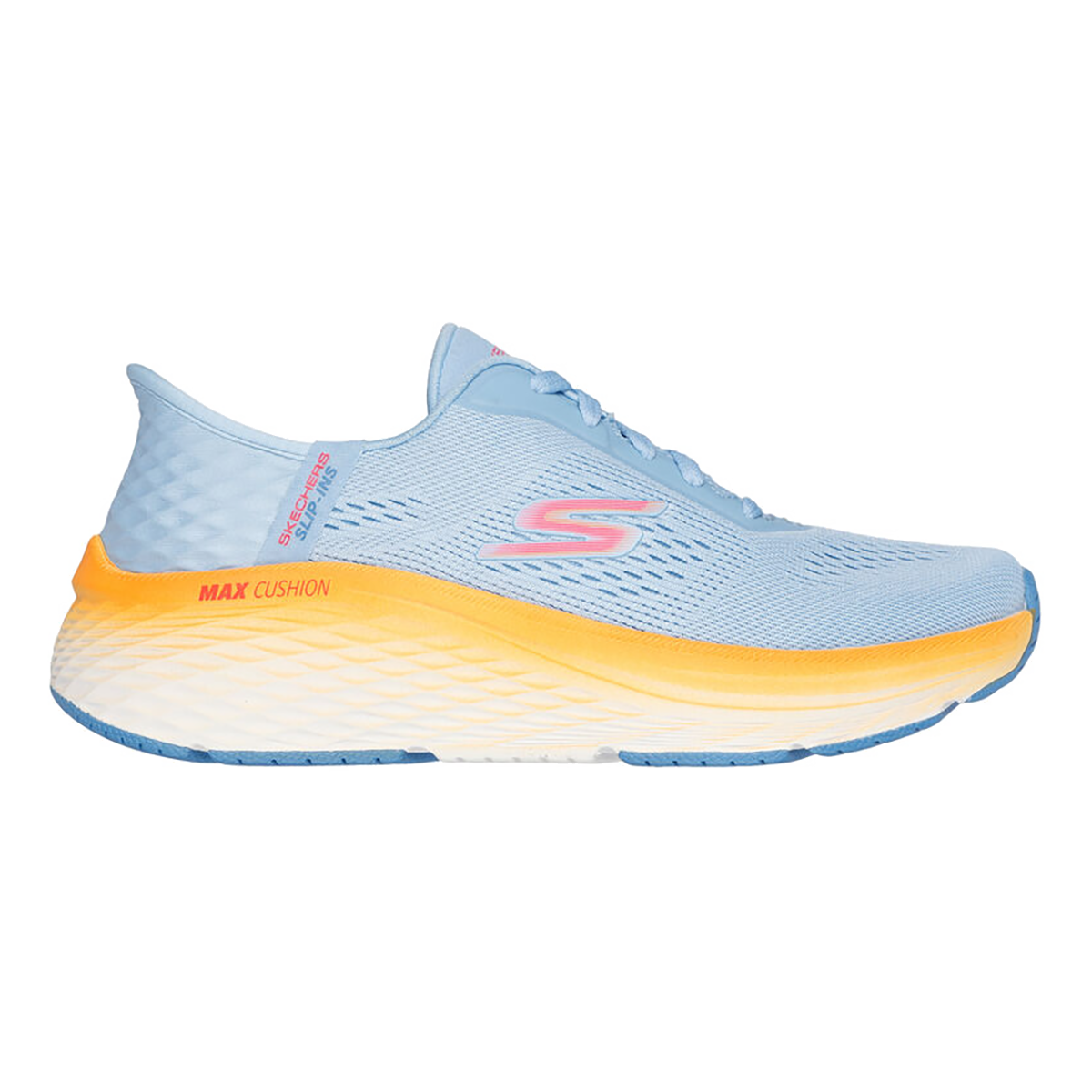Skechers Max Cushioning Elite 2.0 - Slip-Ins — Blue - Orange — Size B — Width 6.5 — Front View