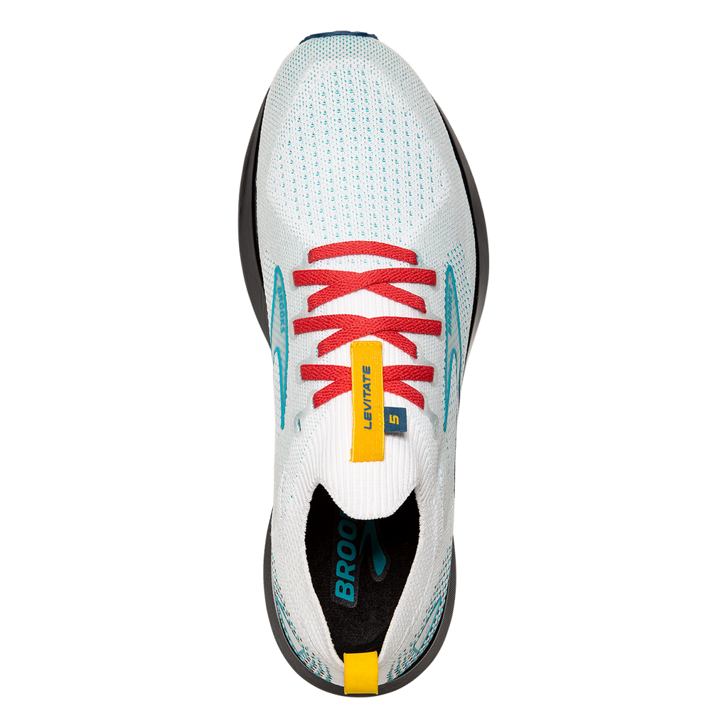 Brooks Levitate StealthFit 5 Regional — White - Luna - Bluebird — Size B — Width 10.5 — Side View
