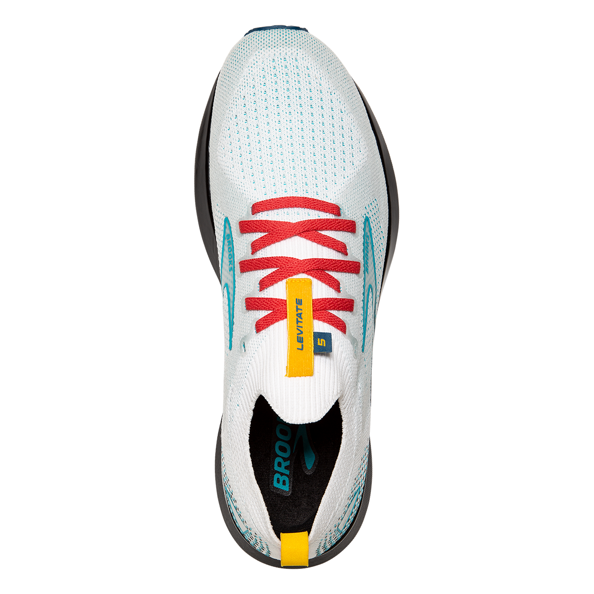Brooks Levitate StealthFit 5 Regional — White - Luna - Bluebird — Size B — Width 10.5 — Side View