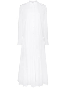 Valentino Garavani Pleated Cotton Blend Poplin Dress — White — Size XS — Front View