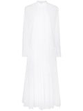 Valentino Garavani Pleated Cotton Blend Poplin Dress — White — Size XS — Front View