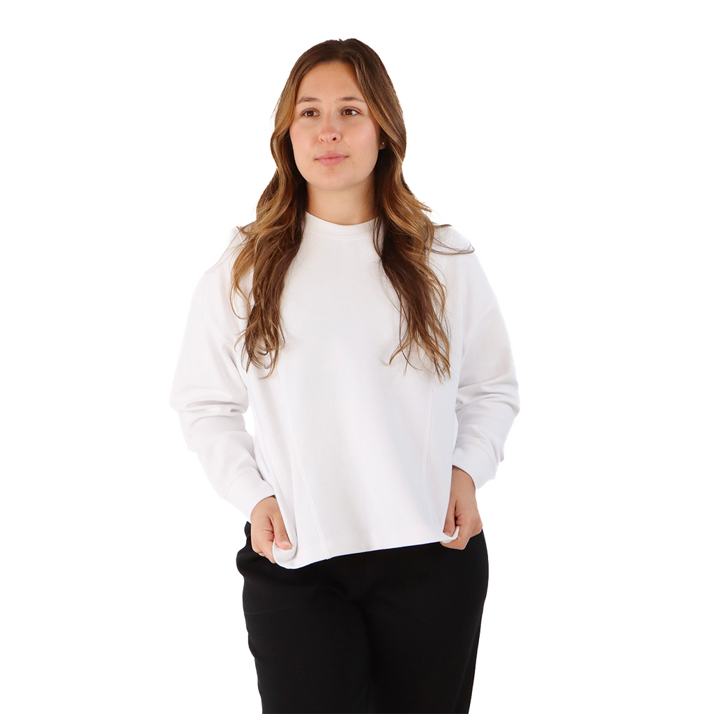 F2R Ottoman Rib Long Sleeve Top — Black — Size XSmall — Front View