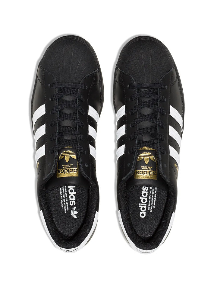 adidas Superstar Black/White Low-Top Sneakers — Same as shown — Size US M 4 - US W 5.5 — Top View