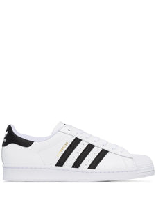 adidas Superstar White/Black Sneakers — White/Black — Size US M 9.5 - US W 11 — Front View
