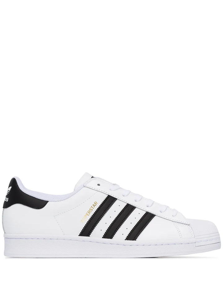 adidas Superstar White/Black Sneakers — White/Black — Size US M 9.5 - US W 11 — Front View