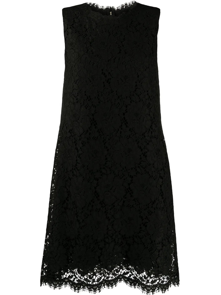 Dolce Gabbana Lace Overlay Sleeveless Minidress — Black — Size XS — Front View