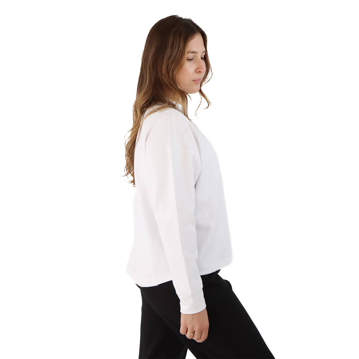 F2R Ottoman Rib Long Sleeve Top — Black — Size XSmall — Side View
