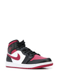 Air Jordan 1 Mid Bred Toe Sneakers — Black/Gym Red — Size US M 11.5 - US W 13 — Side View