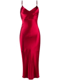 Gilda Pearl Sophia Slip Silk Dress — Red — Size M — Front View