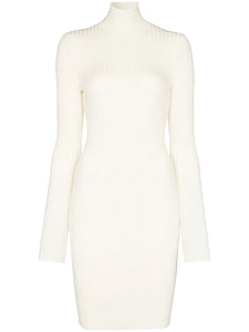 Wolford Ribbed Knit Fitted Mini Dress — White — Size M — Front View