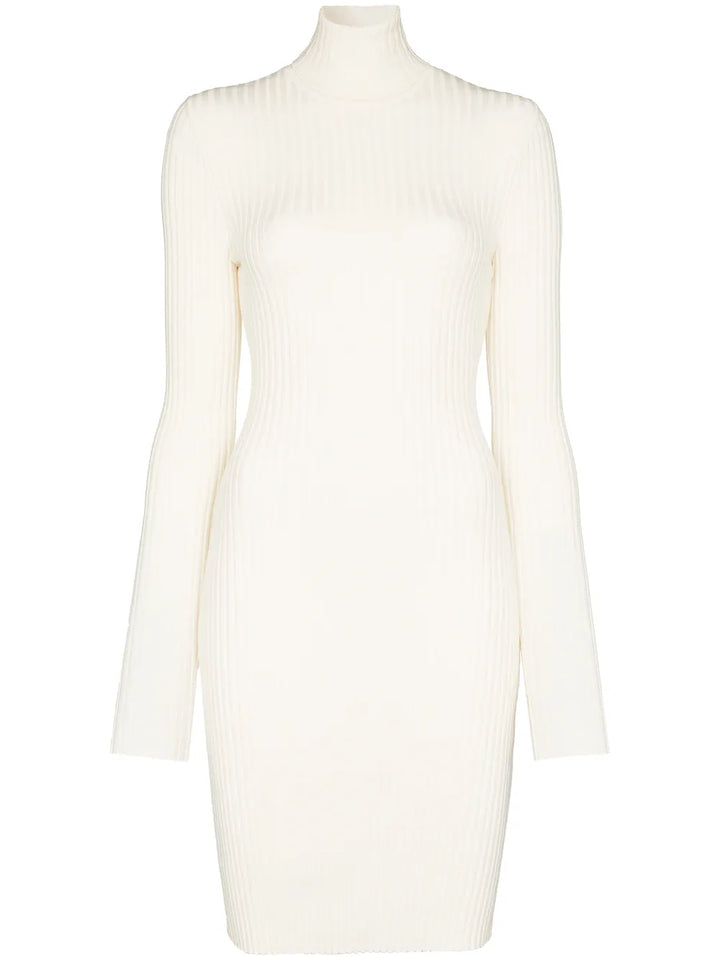 Wolford Ribbed Knit Fitted Mini Dress — White — Size M — Front View