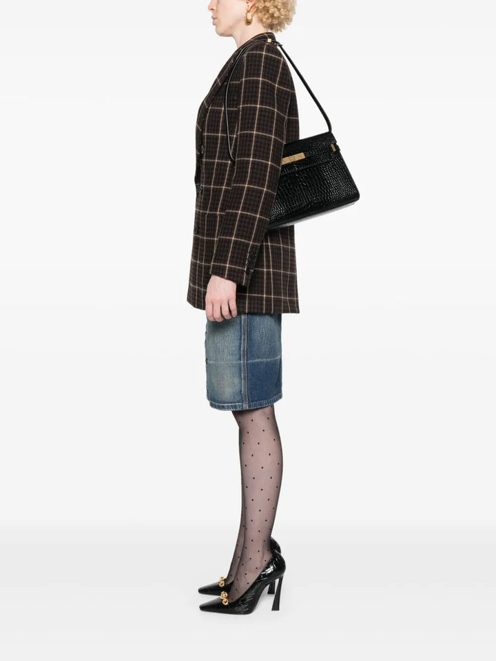 Saint Laurent Manhattan Crocodile Embossed Shoulder Bag — Same as shown — Size One Size — Side View