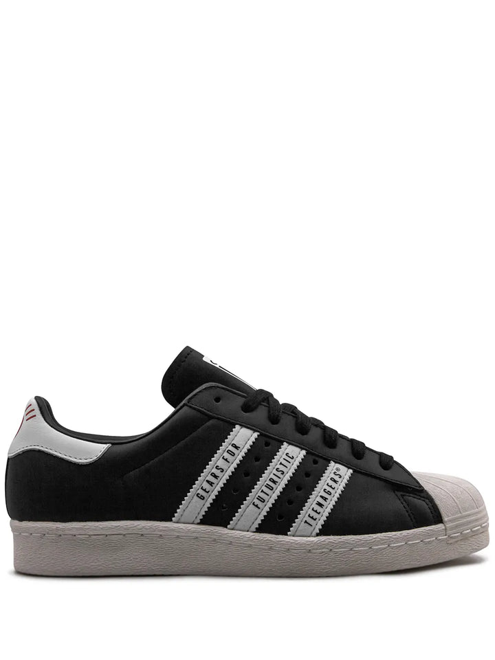 adidas Superstar 80S Human Made Black Sneakers — Black/White — Size US M 4 - US W 5.5 — Front View