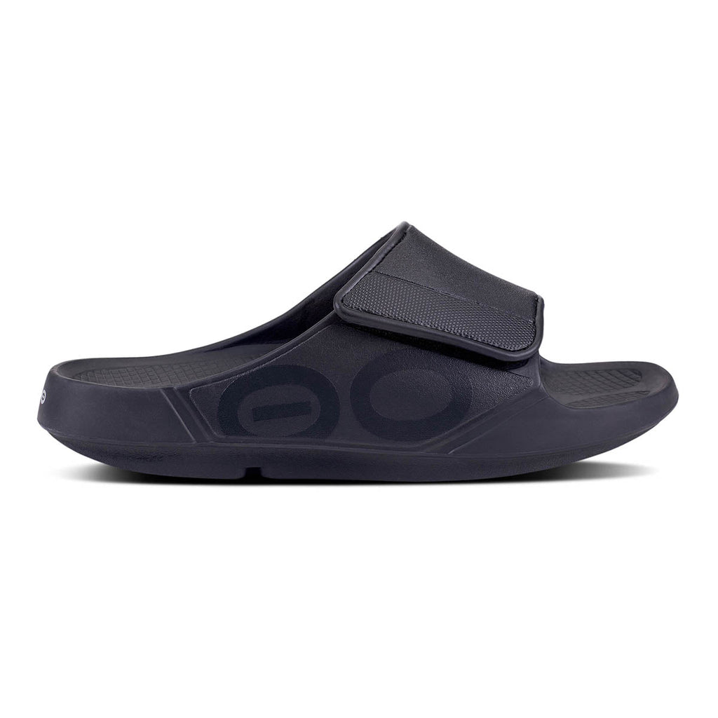 Oofos OOahh Sport Flex — Matte Black — Size D — Width 4 M / 6 W — Lifestyle View