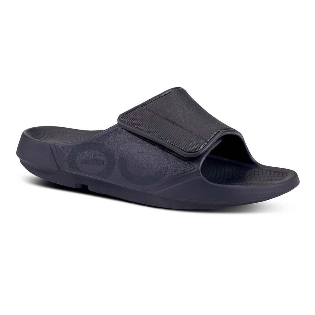 Oofos OOahh Sport Flex — Matte Black — Size D — Width 4 M / 6 W — Detail View