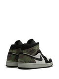 Air Jordan 1 Mid Camo Sneakers — Black/White — Size US M 10.5 - US W 12 — Back View